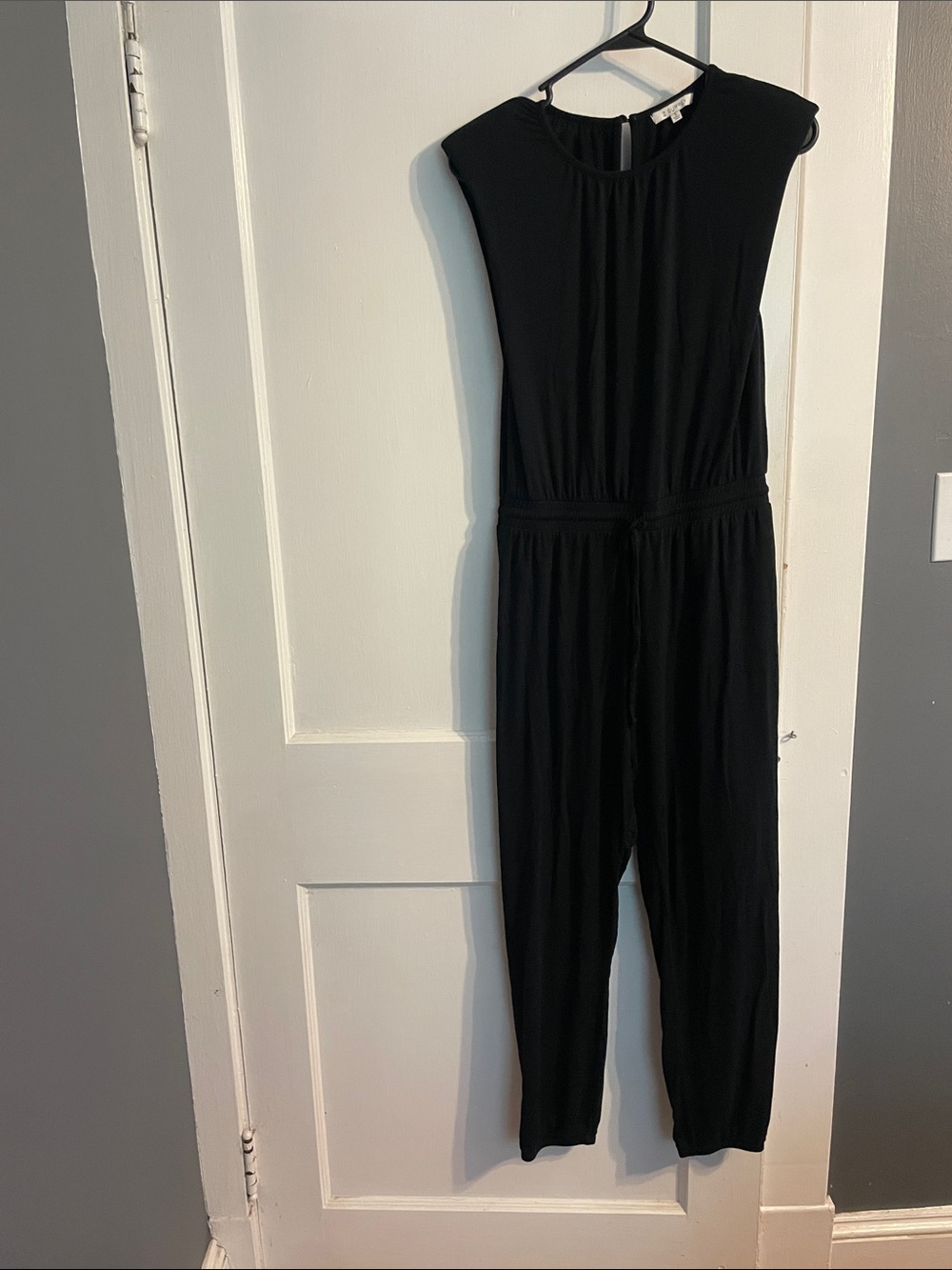 Sleeveless Black Drawstring Waist Jumpsuit